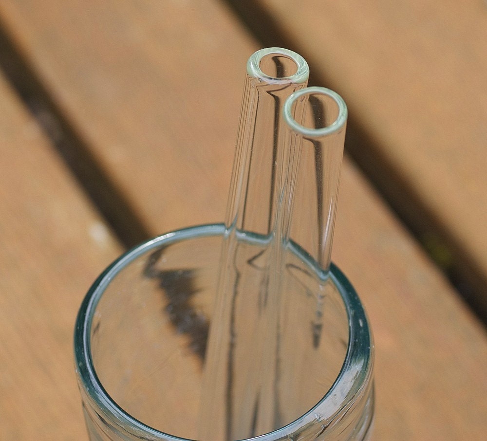 Classic Glass Slender Wall Straws  - Set of 4 - Eco Straws made of Borosilicate Glass - Lifetime Guarantee