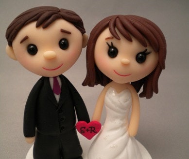 Reserved for Selanorris--Custom Cake Topper personalized for Wedding or Anniversary--Teeny Topper style