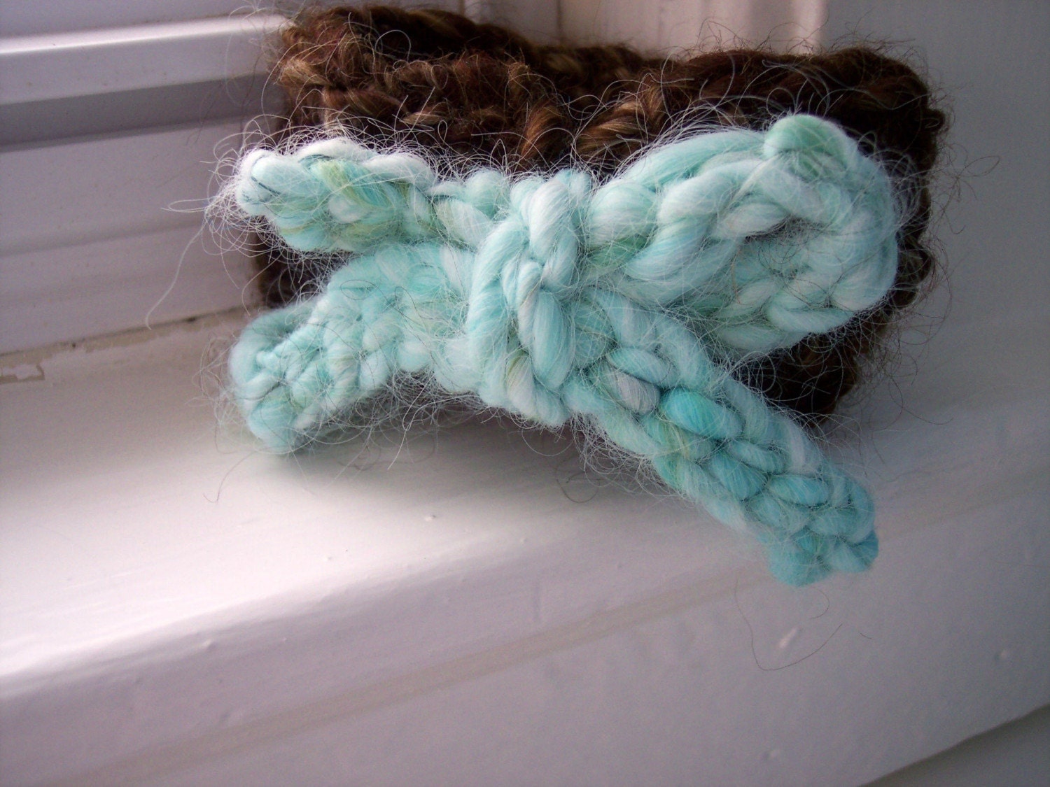 Handmade Vegan Angora Wrist Cuffs with Bow