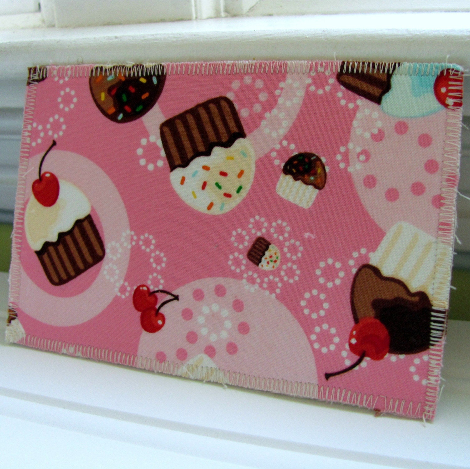 Cupcake Fabric Postcard