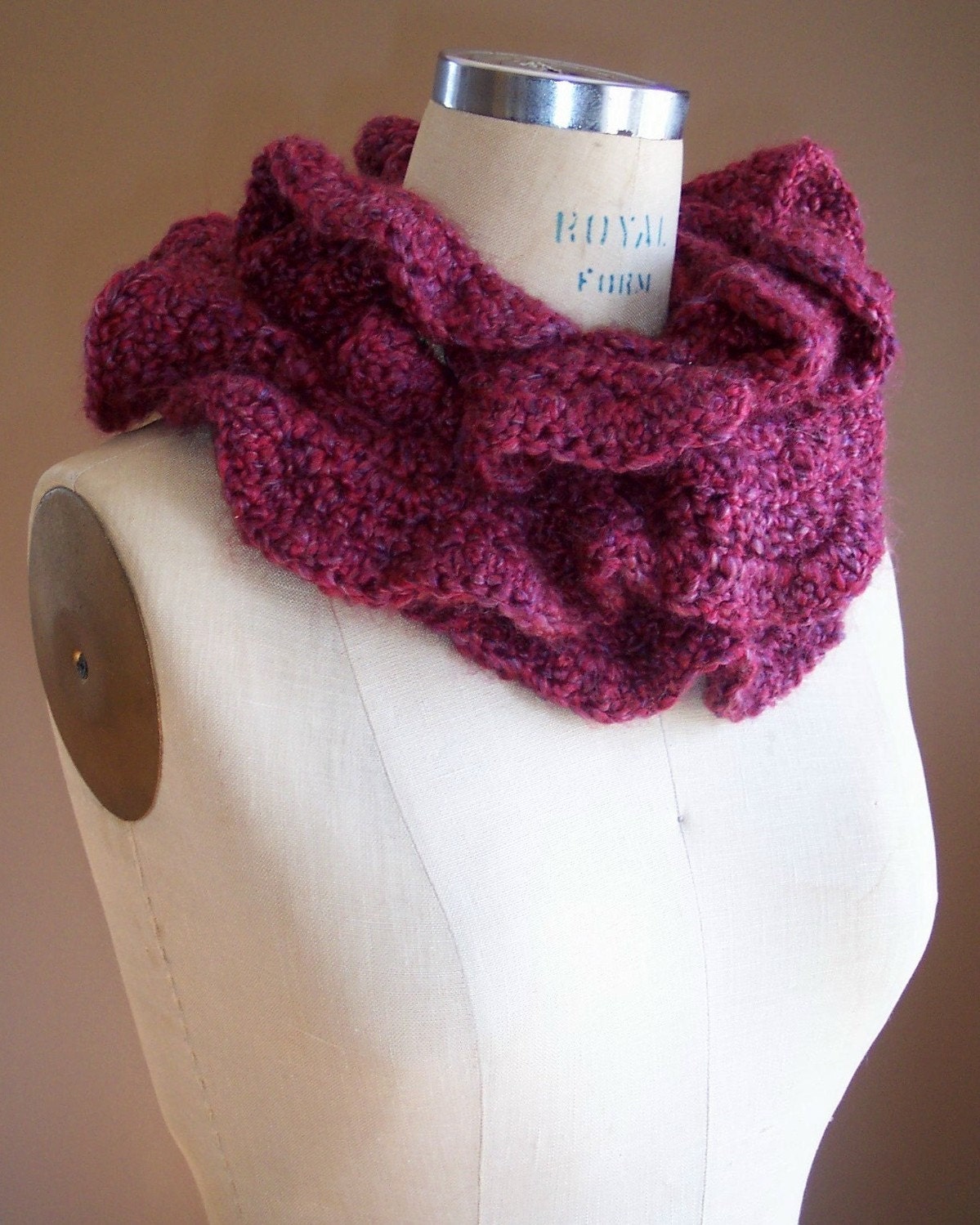 Ruffled Maroon Cranberry Scarf