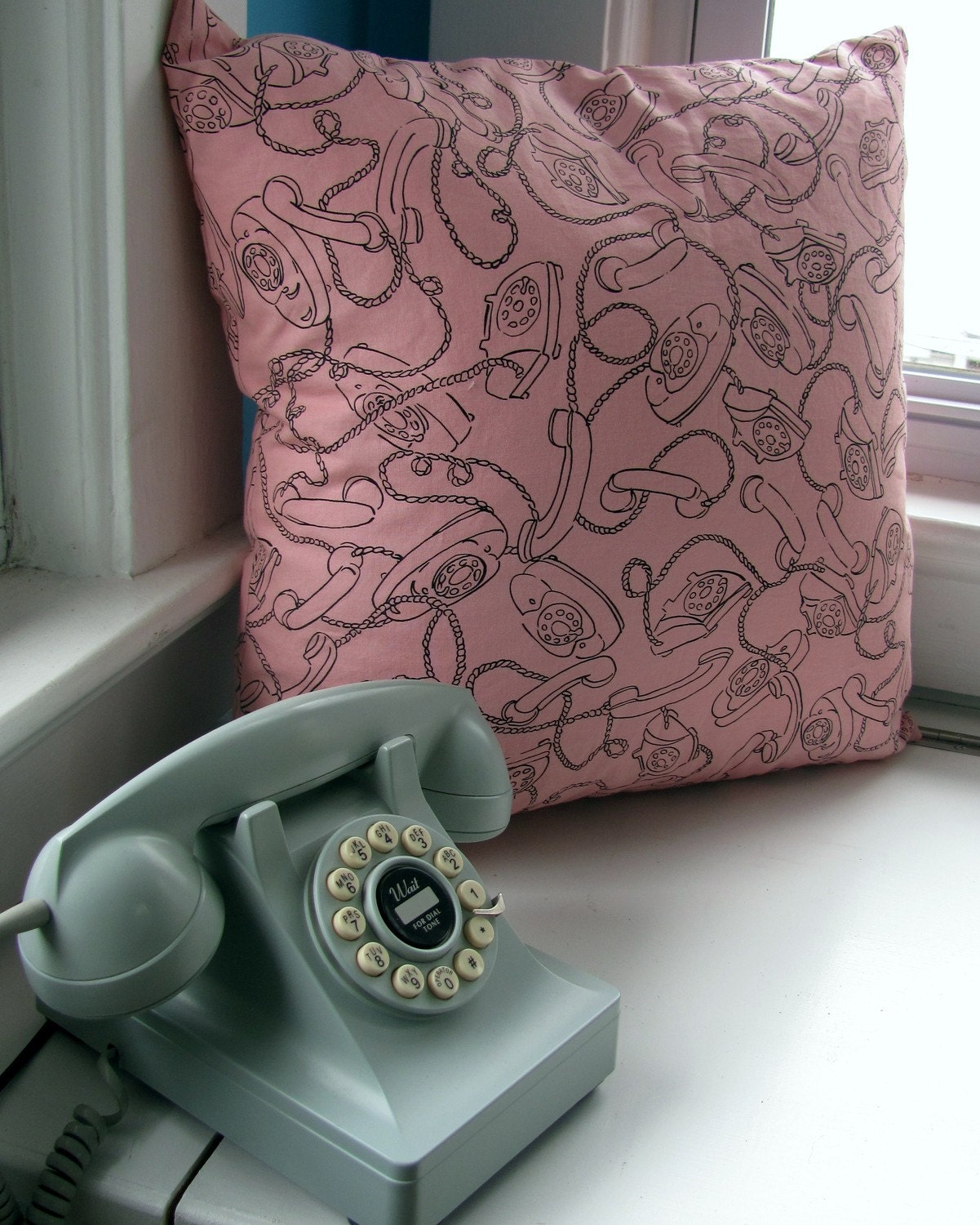 Pink Princess Phone Pillow Cover 18 x 18