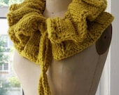 Handmade Ruffled Neckwarmer Scarf, The Lemon Lime Muff