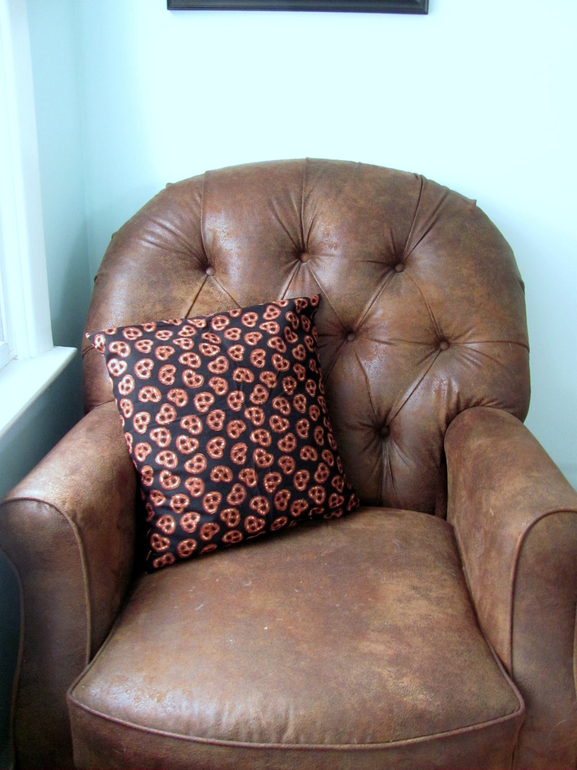 Chocolate Covered Pretzel Pillow Cover 16 x 16 Black Brown