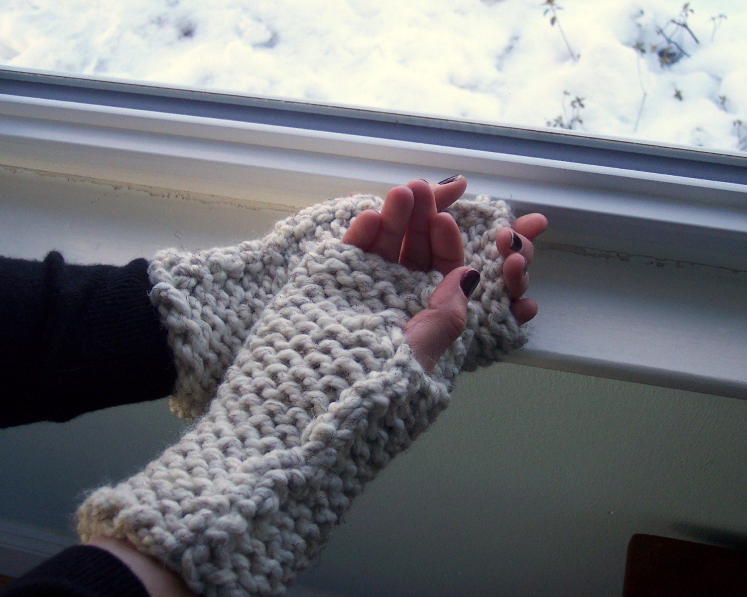 Fingerless Texting Gloves, Wheat Wrist Warmers