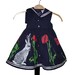 Sale - Bunnies and Poppies sailor girl party dress - handpainted, one of a kind - toddler girls size 24 months (2-3 years)