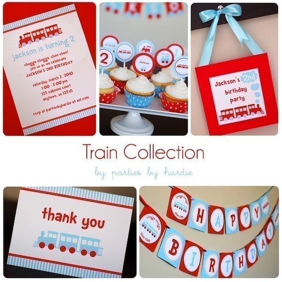 Train Party Collection-Printable PDF File with EDITABLE TEXT