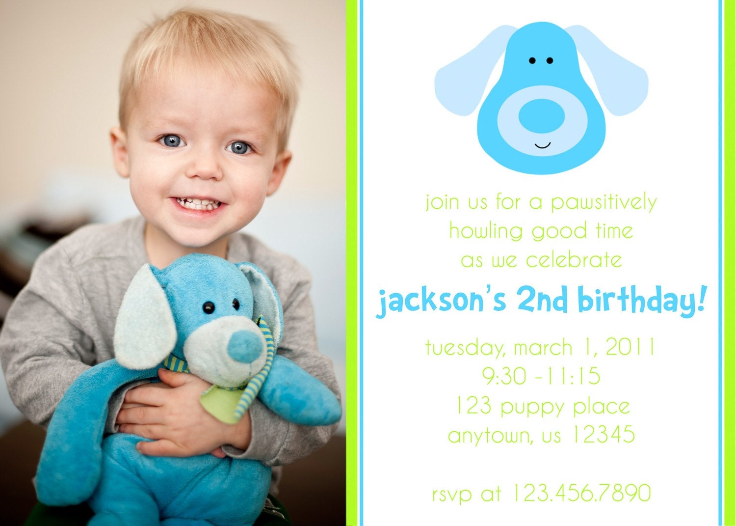 Puppy Photo Invitations-Printable PDF file Il_570xn