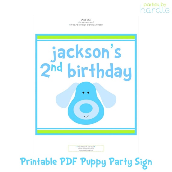 Puppy Party Sign-Printable PDF File PERSONALIZED Il_570xn