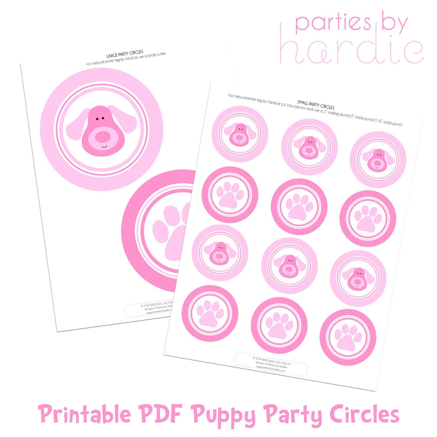 Puppy Party Circles-Printable PDF File Il_570xn