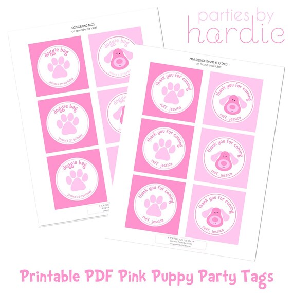 Puppy Party Tags-Printable PDF file PERSONALIZED Il_570xn