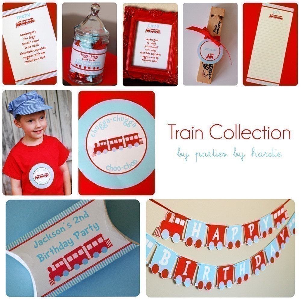Train Party Collection-Printable PDF File with EDITABLE TEXT
