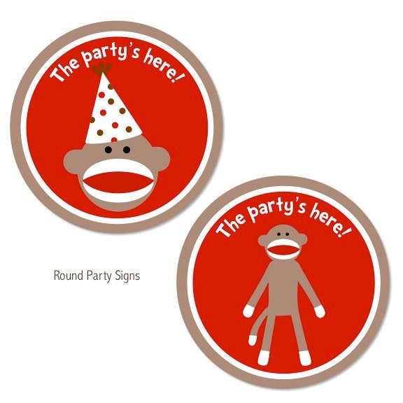 Sock Monkey Birthday Party-Printable PDF File with EDITABLE TEXT