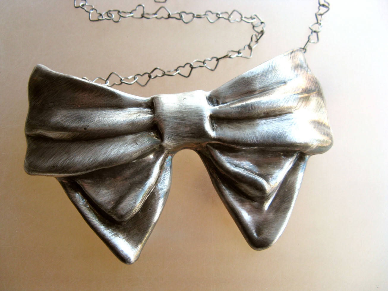Sterling Silver Bow Necklace vintage reworked