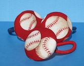 Set of 2 Baseball ponytail holders red