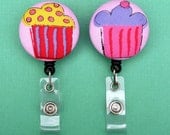 Cupcake ID Badge Reel with retractable cord and clip - Yellow Frosting