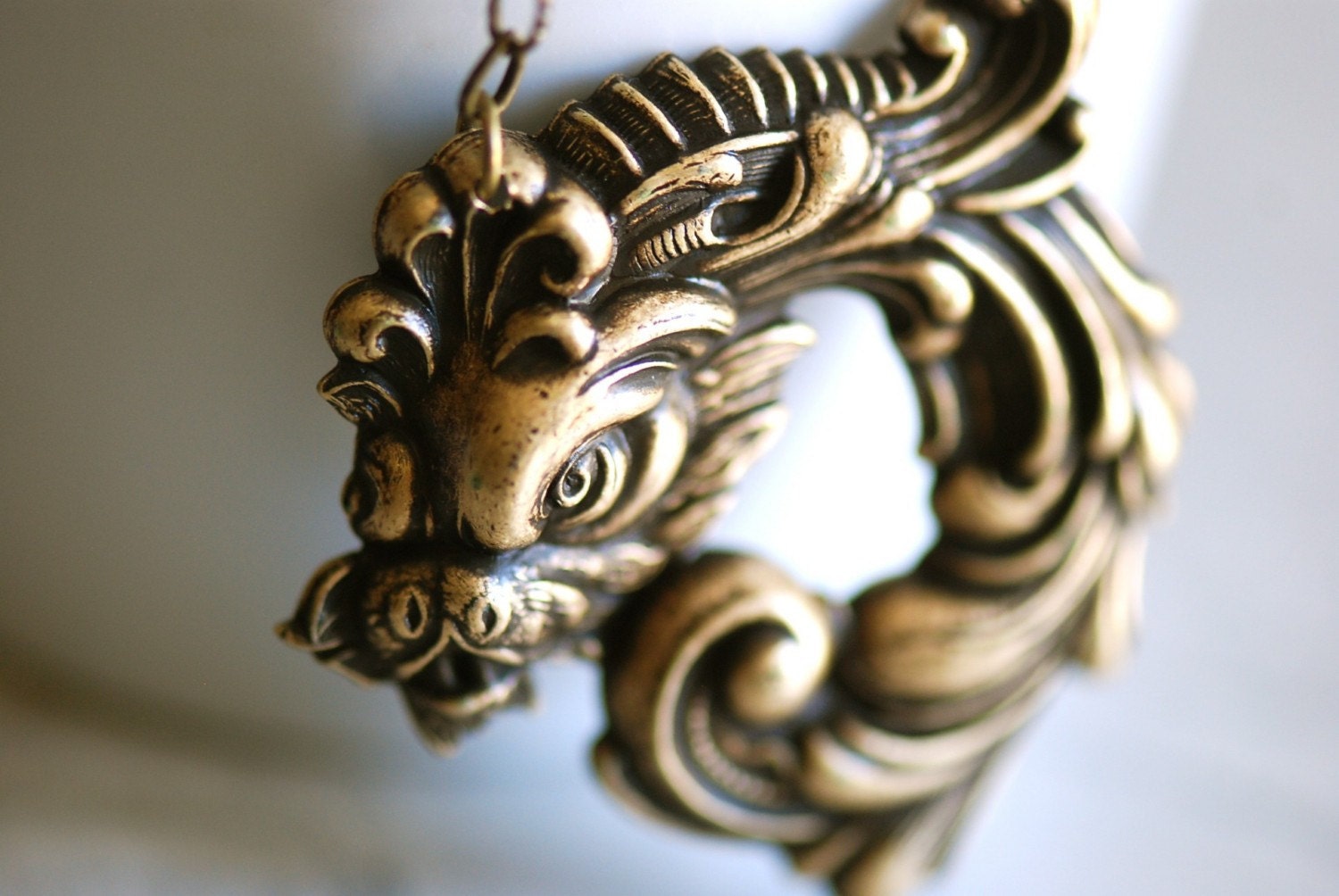 Victorian Dragon Necklace - Brass Ox American Brass