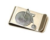 Velocipede Money Clip  - Steampunk High Wheeled Bicycle - Made in USA findings - antique silver