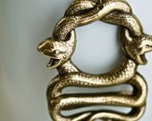 Double Snakes Necklace - Made in USA Stampings - Brass Ox