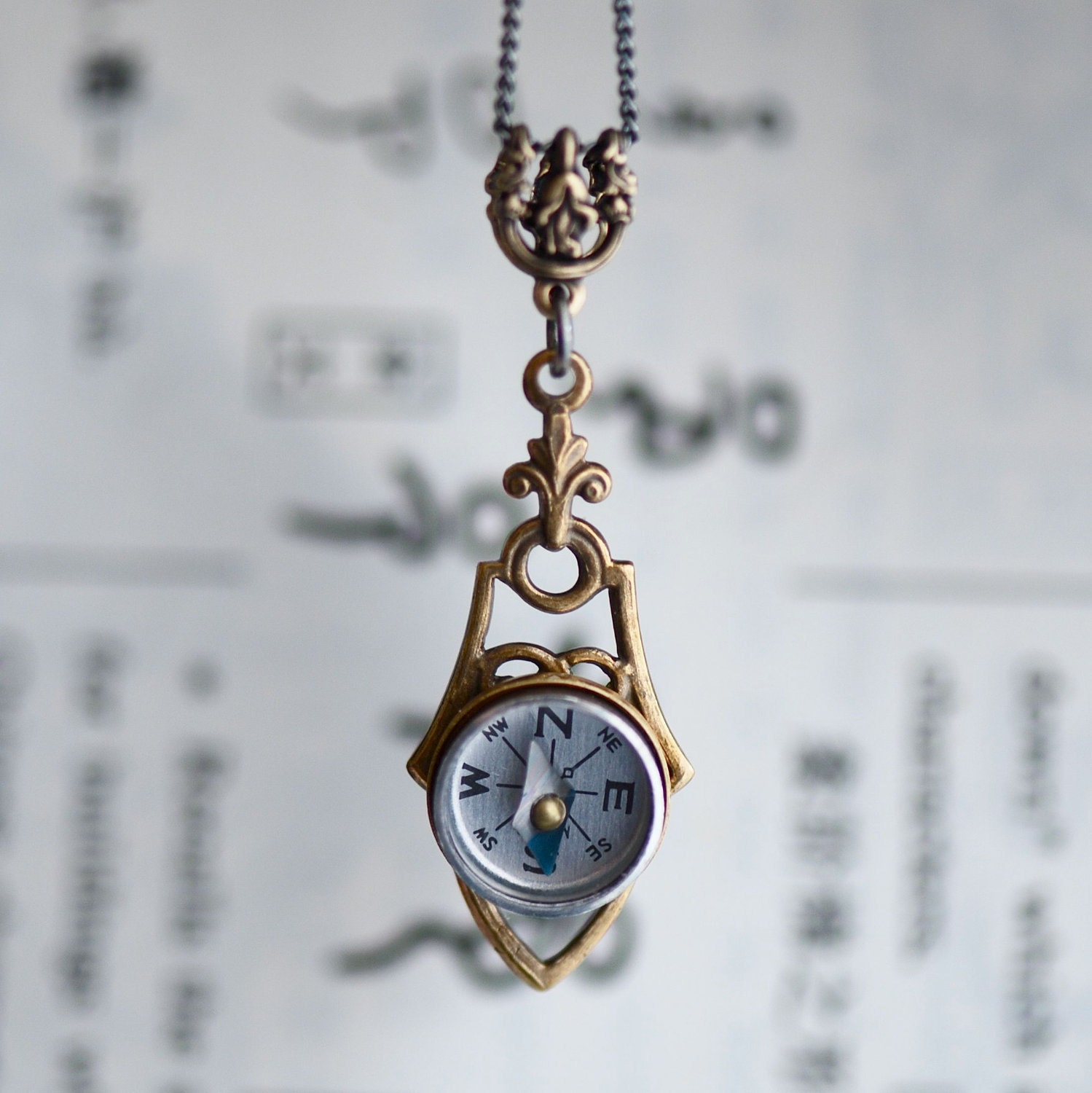 Compass No. 1 Necklace - Working compass - Made in USA findings - Brass OX