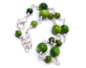 SALE / CLEARANCE - Lime Green Rivershell & Silver Anklet