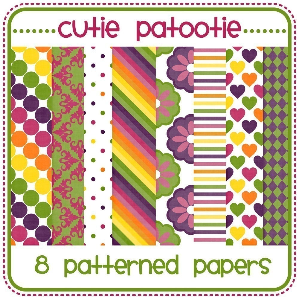 Digital Scrapbook Paper Pack-Cutie Patootie