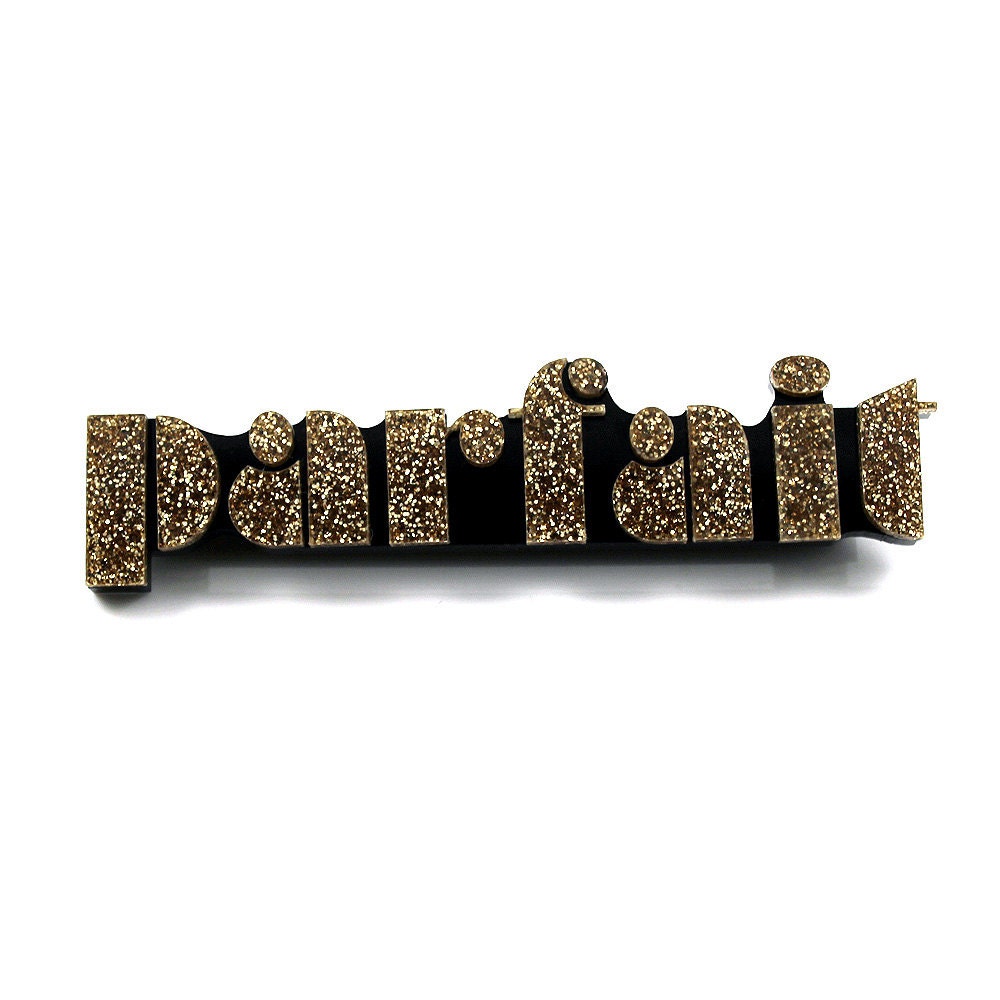 Parfait brooch in gold glitter perspex