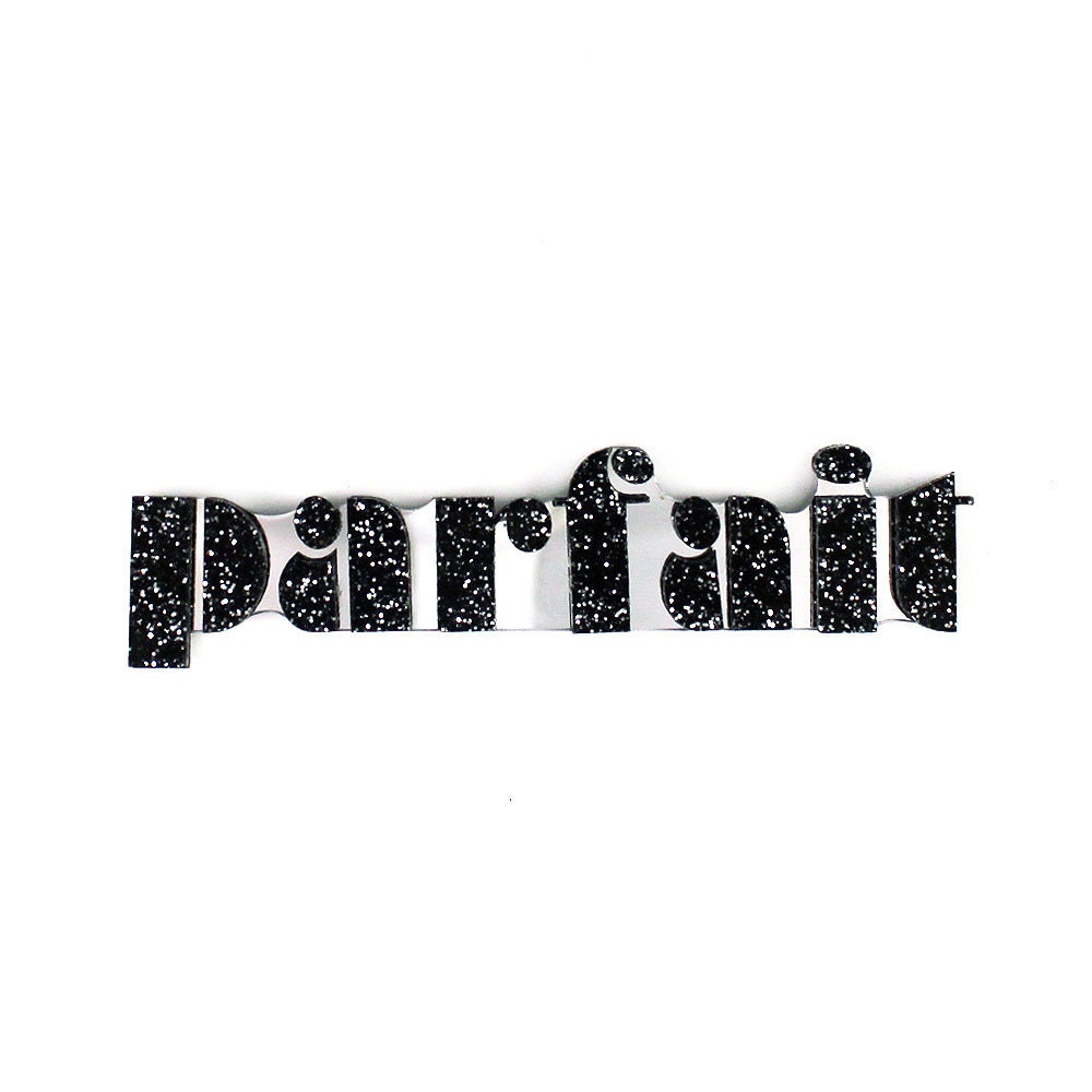 The Parfait black glitter brooch