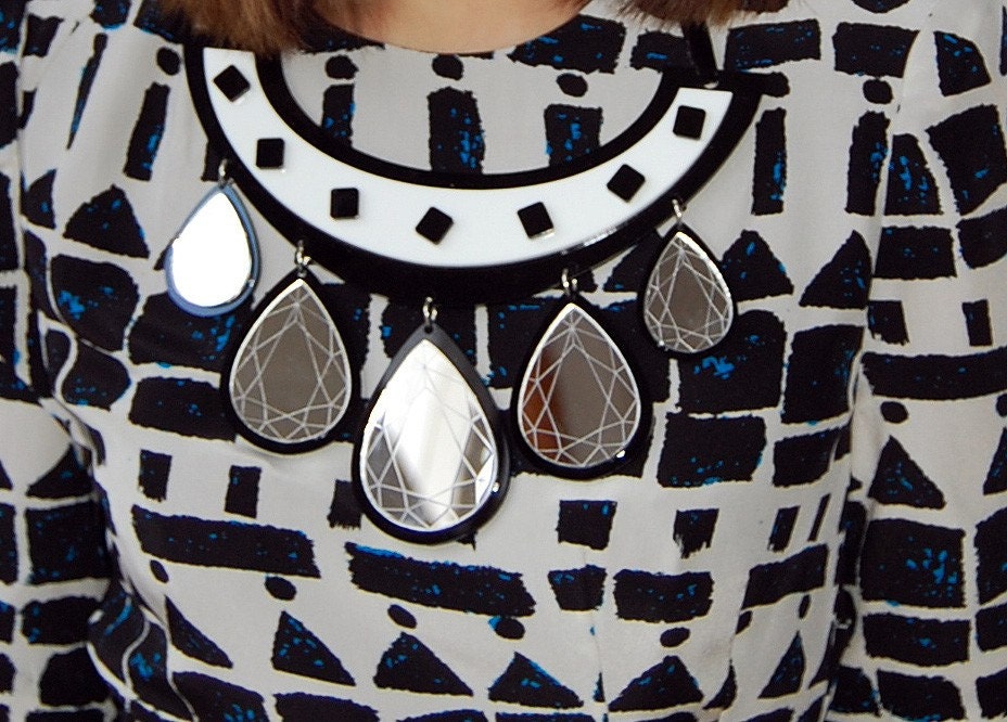 The Hearst silver mirror drop necklace