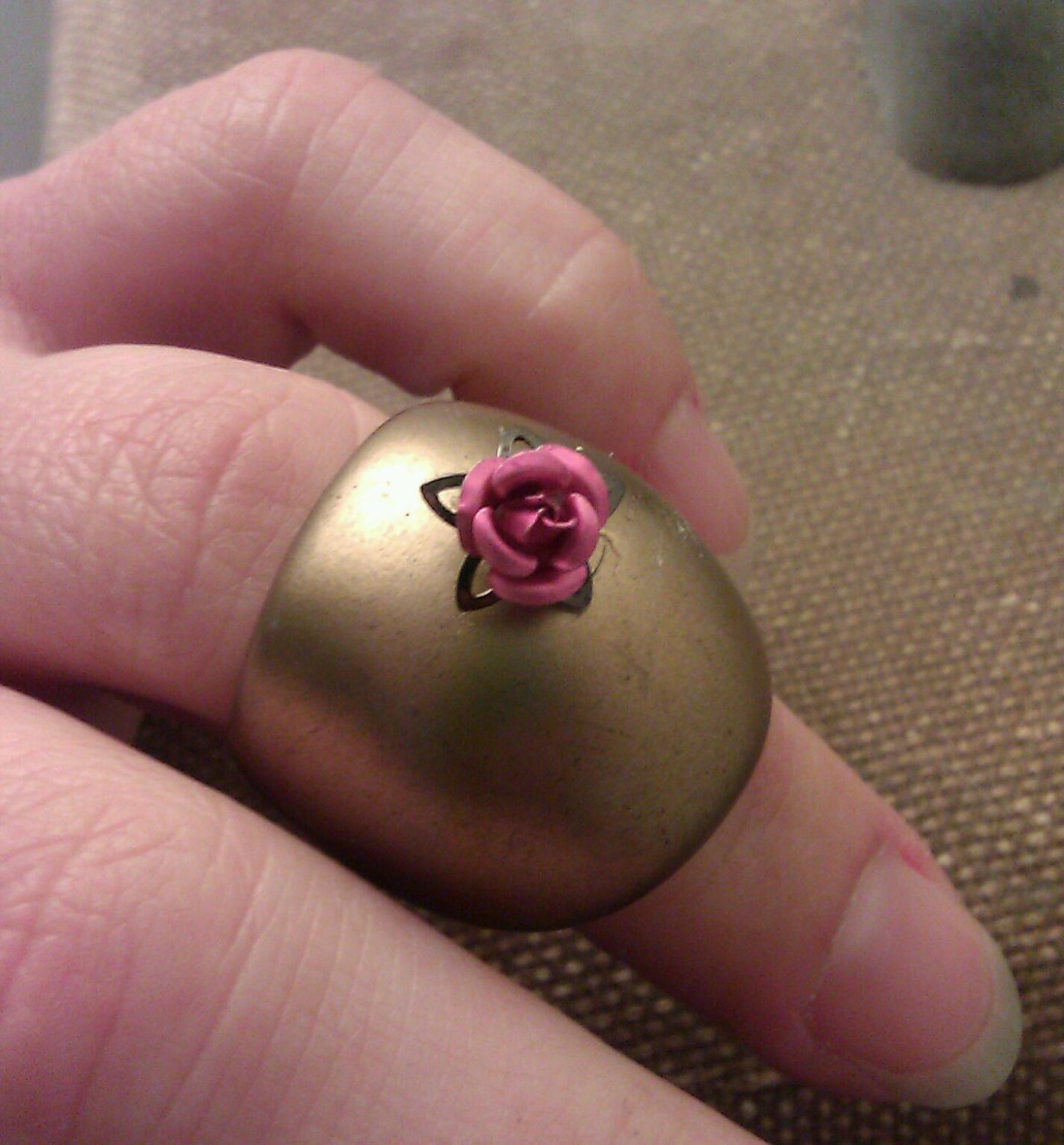 Golden Bloom bubble ring - repurposed, wooden