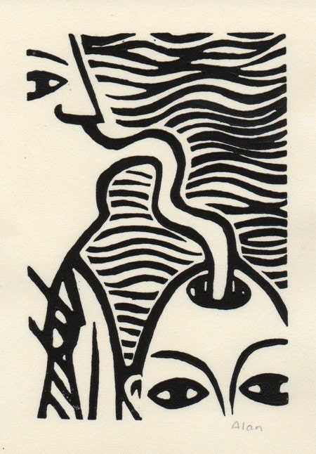 Mind food. Linocut