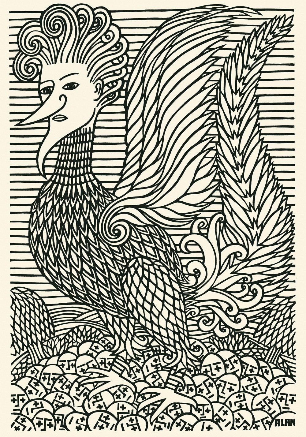 Flight of fancy. linocut
