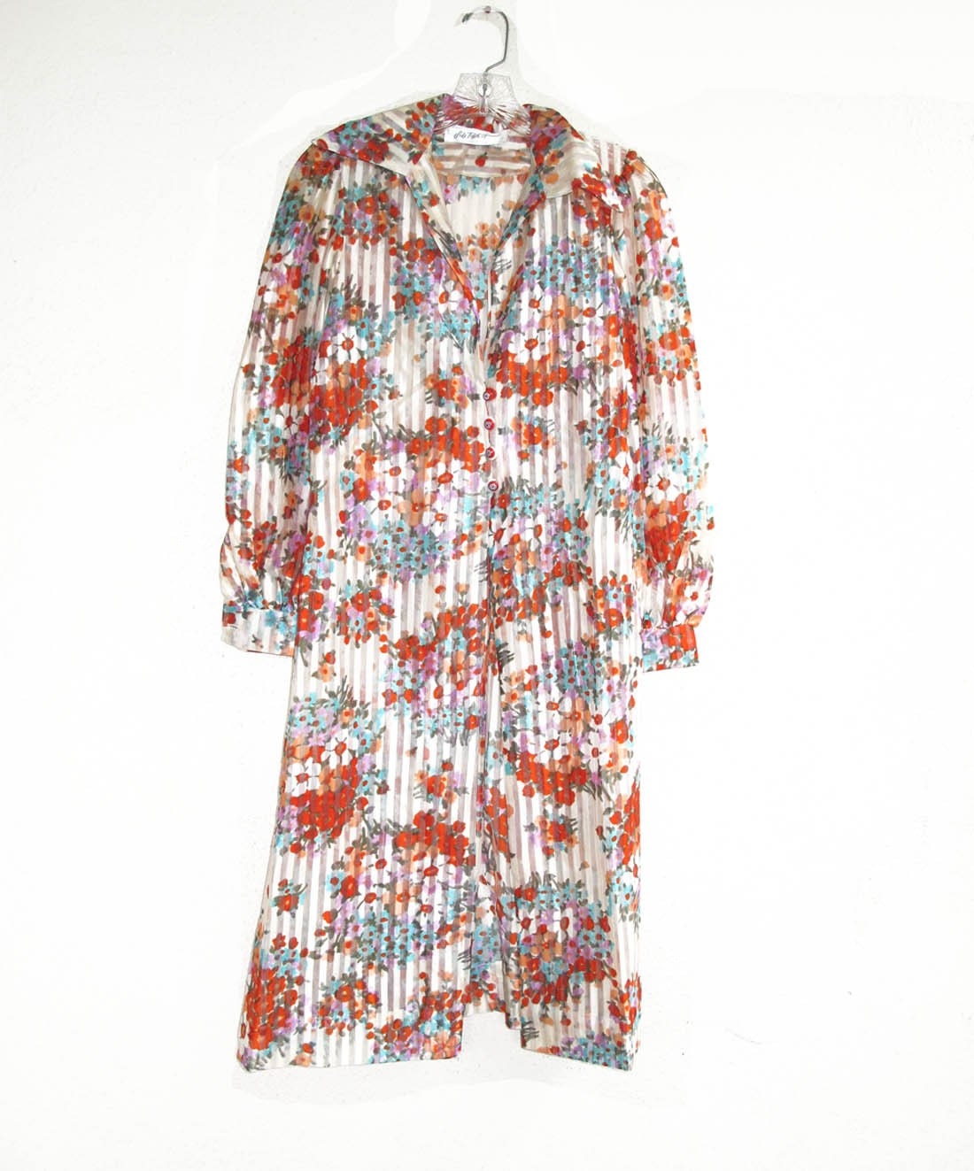 Sheer Floral Ribbons 60s Vintage Saks Dress size Small size 2 4 6