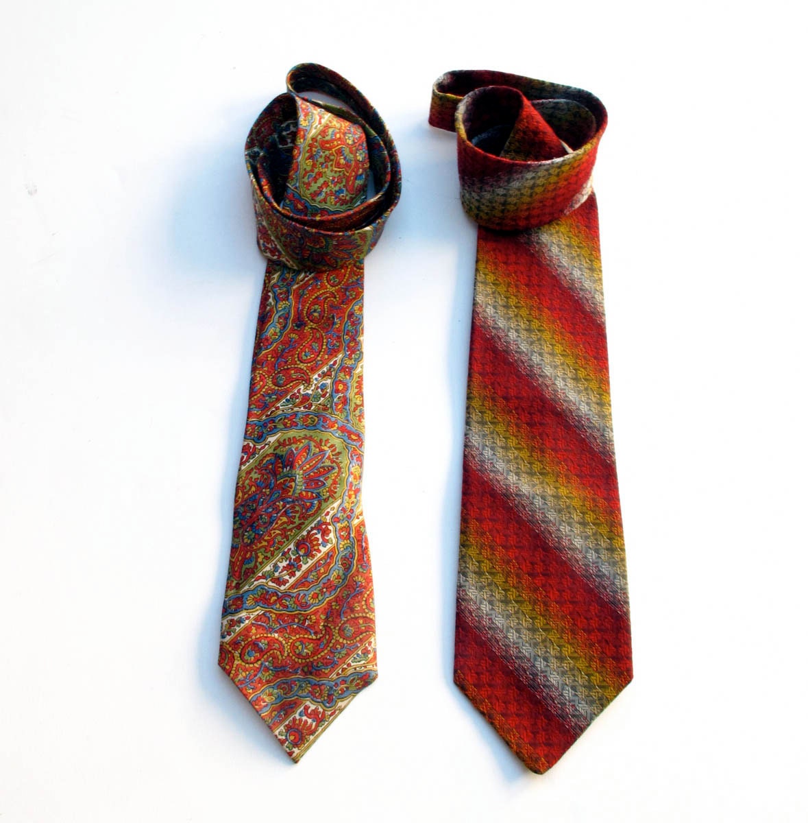 70s Ties Liberty Paisley Silk and Wembly Mod Optic