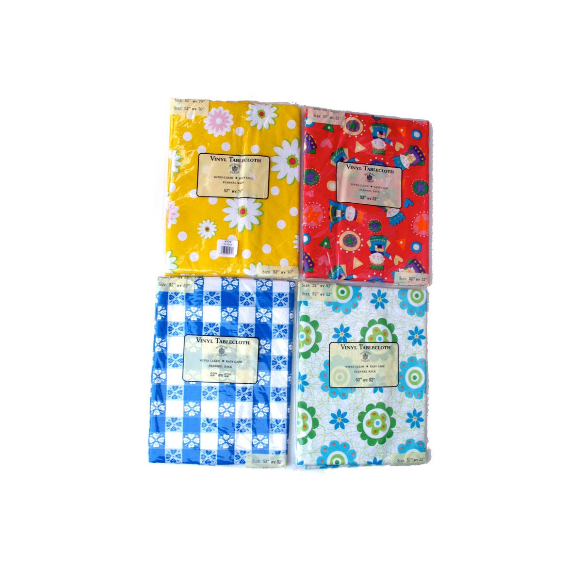 Vinyl Tablecloth set of four Bright Colorful Party Supplies Repurpose Cloth