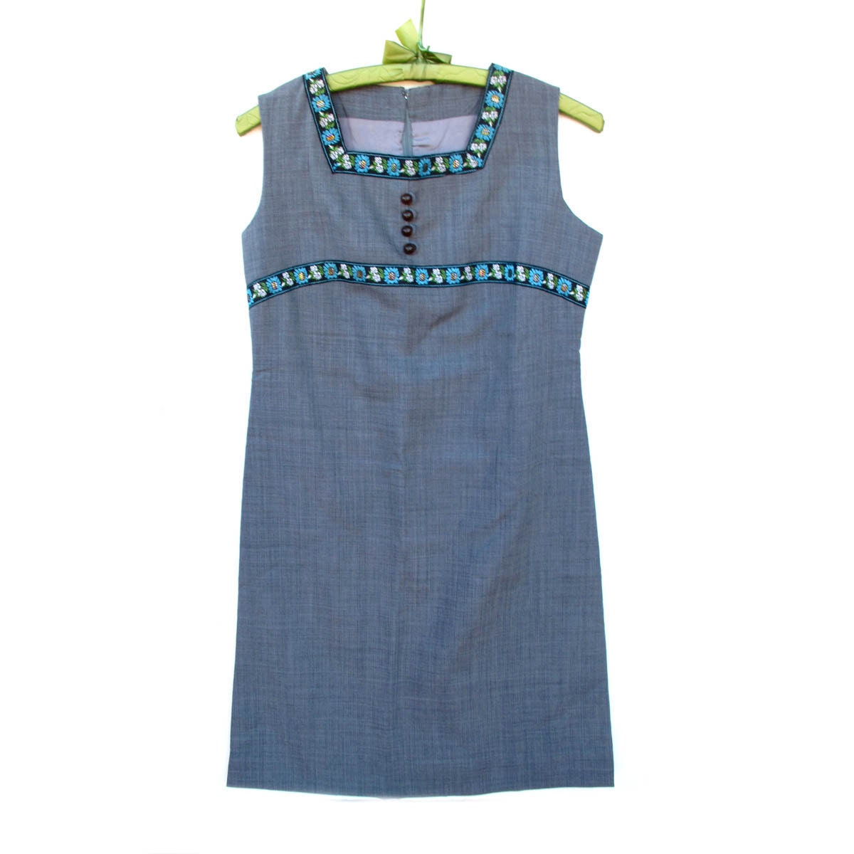 60s Vintage Shift Dress NOS Grey Fully Lined Wmns XS 35 inch Bust