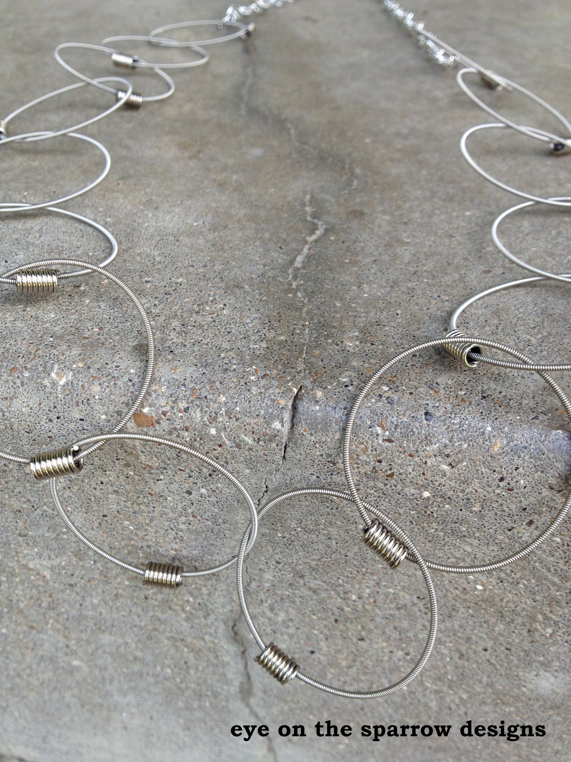 Recycled Bass Strings - Restored Bass Strings Chain of Truth necklace in Silver