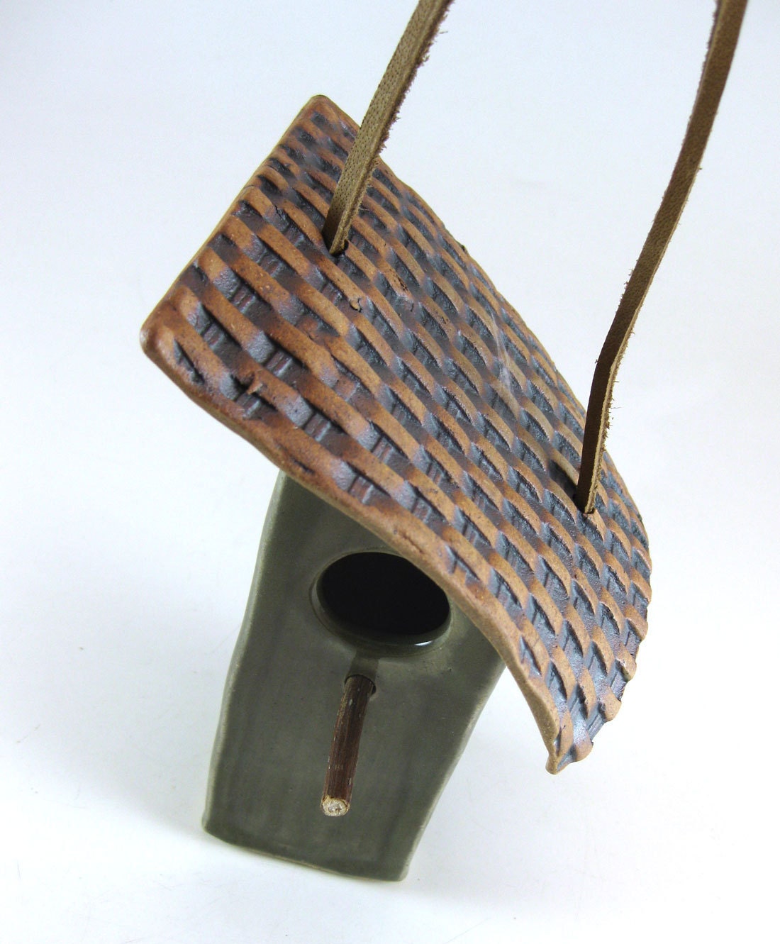 Ceramic Birdhouse /  Stoneware Birdhouse / Woodland Tree House / 413