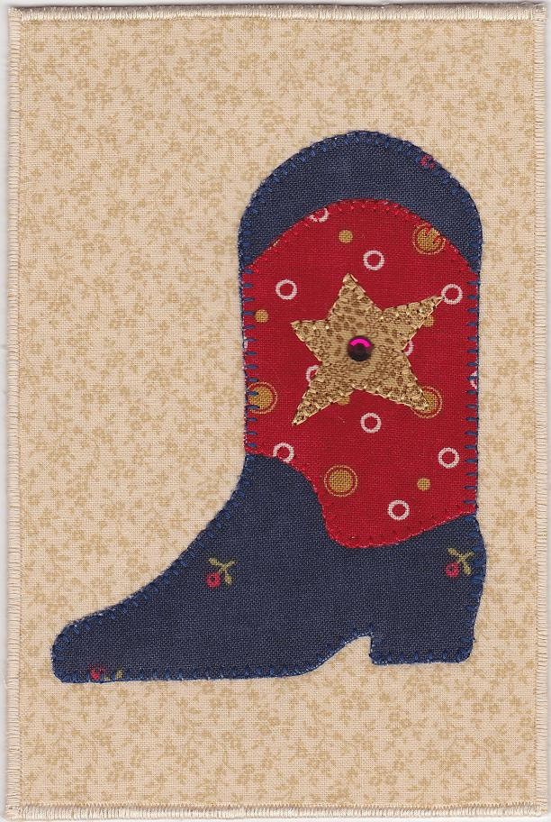 Cowboy Boot Fabric Postcard