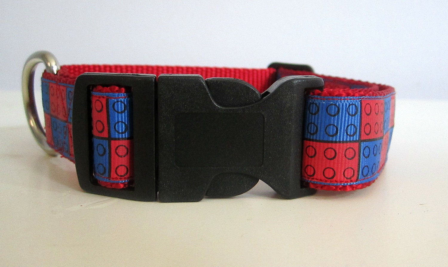 Blue/Red Lego Dog Collar
