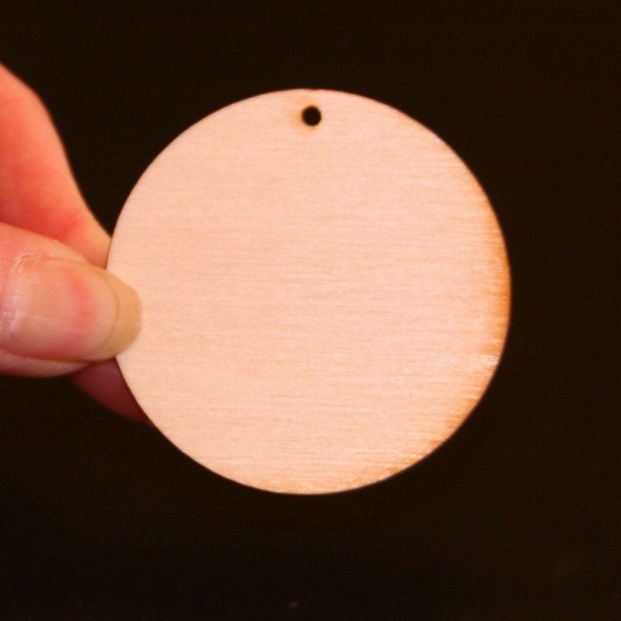 26 - Circle Cutout - 2 inch x 1/8 inch with 1 1mm holes unfinished wood