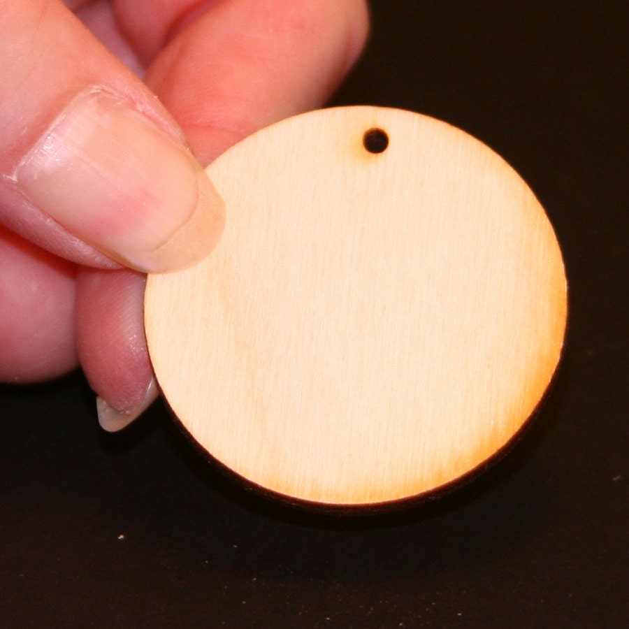 50 - Circle Cutout - 1-1/2 x 1/8 with 1 2mm hole inch unfinished wood (CCWH07)