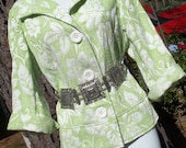 Vintage Jacket Blazer Floral Spring Green And White Size 8