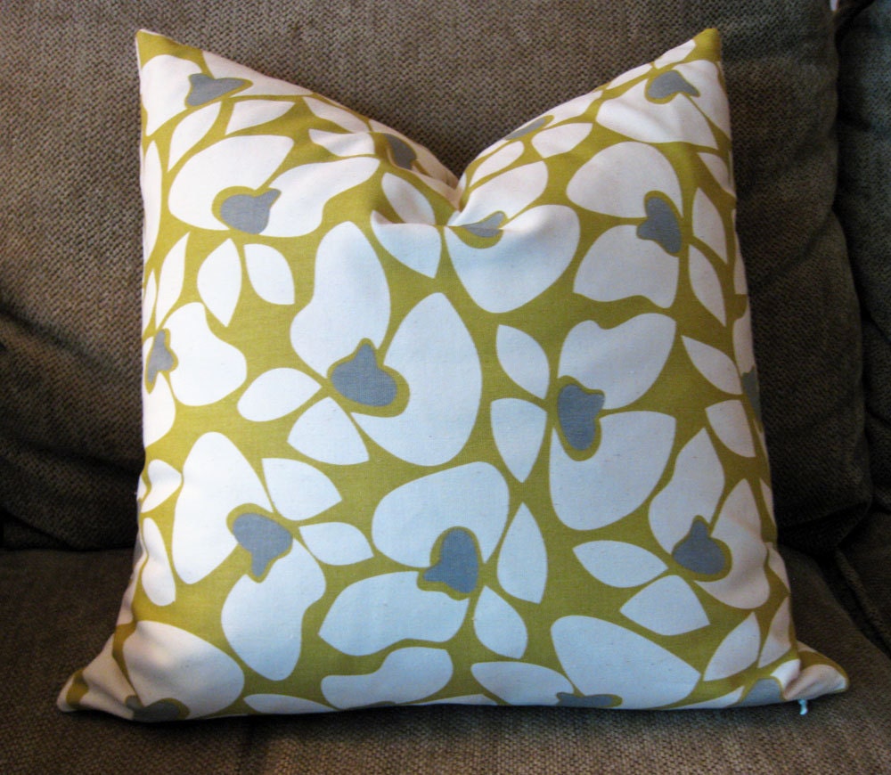 Decorative Pillow Cover, 18" x 18", Yellow, Gray and Natural