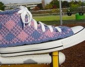 Pink and Blue Argyle Knit Chucks