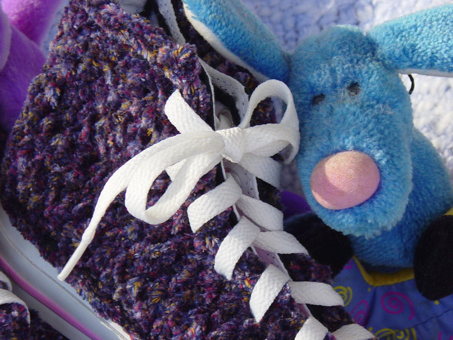 Purple Prism Chenille Knit Chucks, women's size 7 only