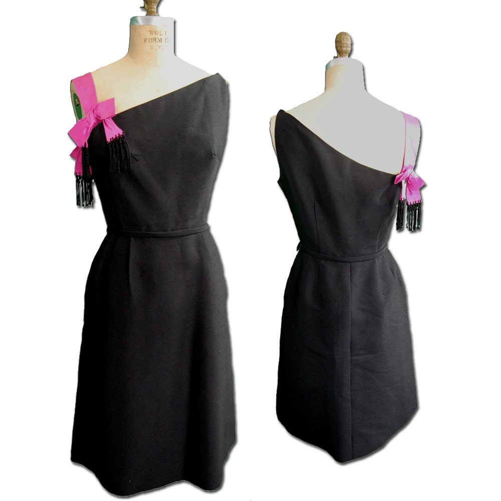 1960s Vintage Shannon Rodgers One Shoulder Dress