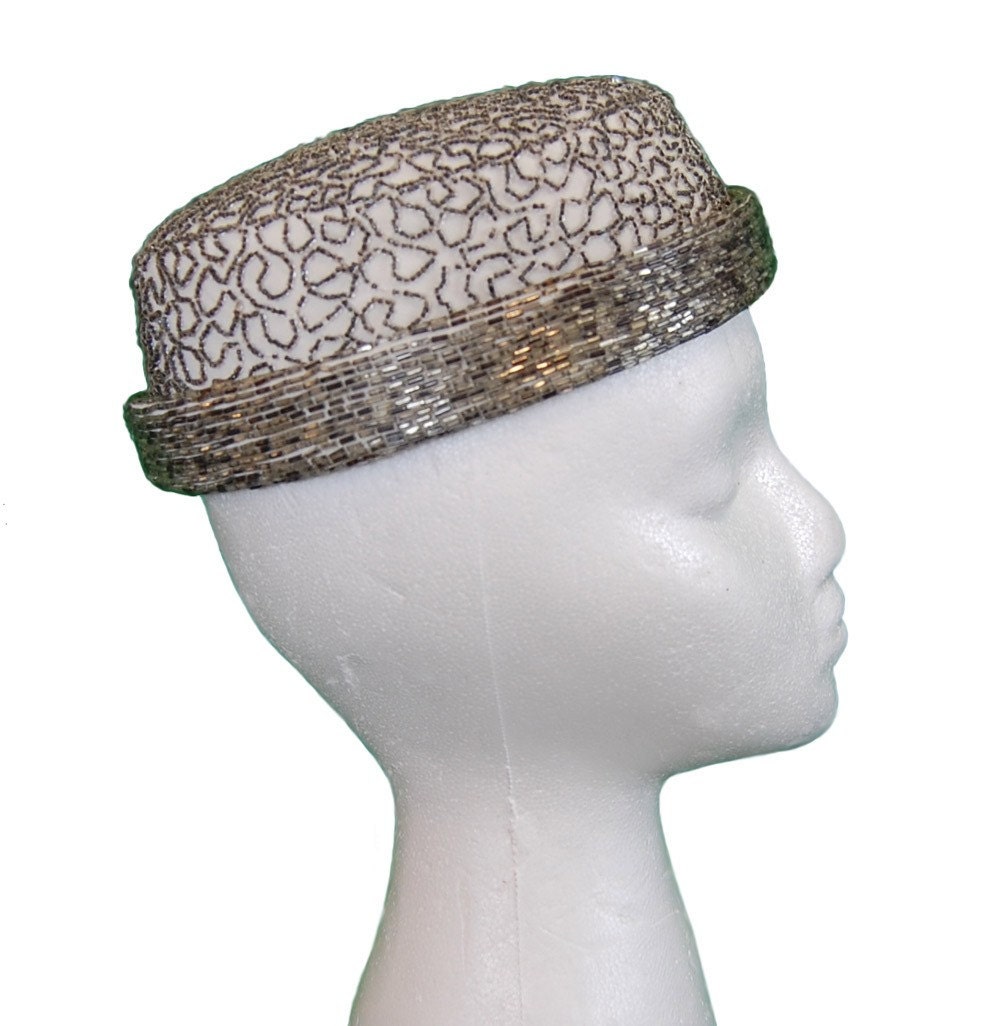 1960s Vintage Emme Beaded Pillbox Hat