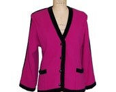 1980s Vintage Fuchsia Knit Cardigan Doris Duke