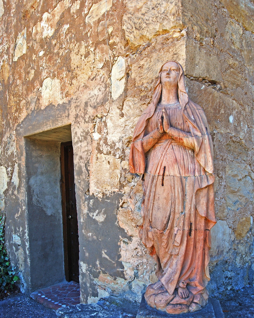 Our Lady-Carmel Mission-Statue of Mary-Virgin Mary-- Fine Art Photography- 8X10